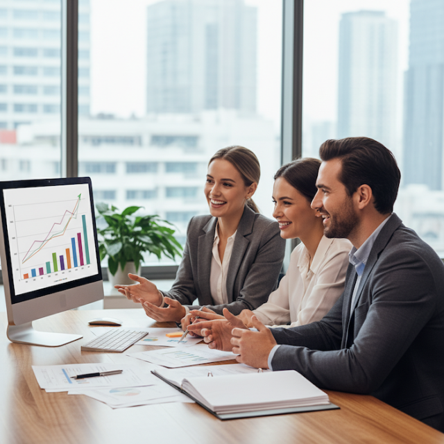 Financial Adviser with clients